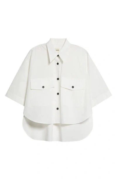 Shop Khaite The Mahsha High-low Cotton Poplin Button-up Shirt In White