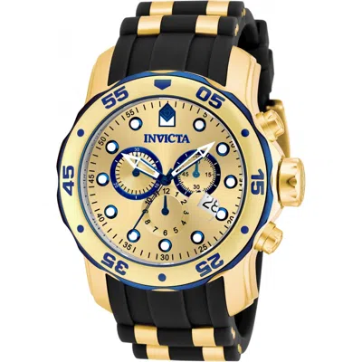 Shop Invicta Pro Diver Chronograph Gold Dial Black Rubber Men's Watch 17887 In Black / Gold / Gold Tone / Skeleton / Yellow