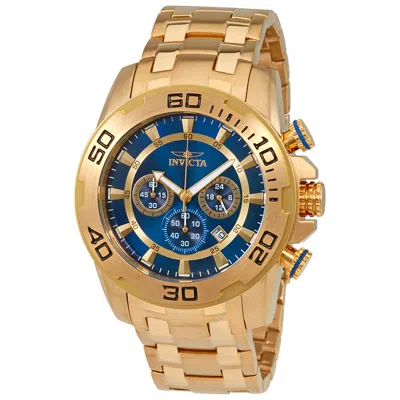 Shop Invicta Pro Diver Chronograph Blue Dial Men's Watch 22321 In Blue / Gold / Gold Tone / Yellow