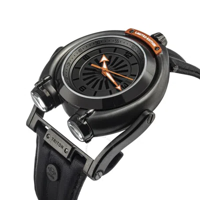 Shop Gv2 By Gevril Triton Automatic Black Dial Men's Watch 3405 In Black / Orange