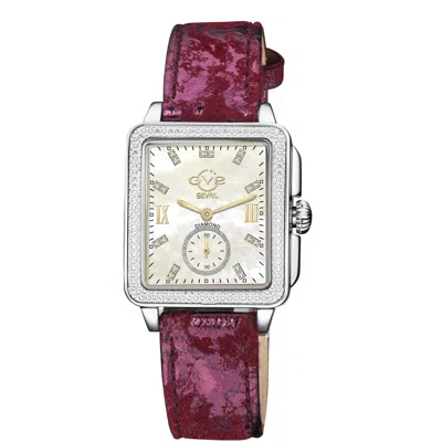 Shop Gv2 By Gevril Bari Diamond Mother Of Pearl Dial Ladies Watch 9258 In Red   / Gold Tone / Mop / Mother Of Pearl