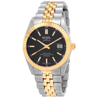 Shop Gevril West Village Automatic Black Dial Men's Watch 48903 In Two Tone  / Black / Gold Tone / Yellow