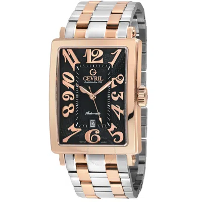Shop Gevril Avenue Of Americas Automatic Black Dial Men's Watch 15202b In Two Tone  / Black / Gold Tone / Rose / Rose Gold Tone