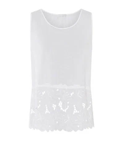 Shop Hanro Broderie Anglaise Clara Tank Top In White