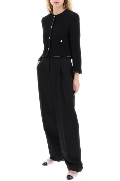 Miu Miu Sequin-embellished Tweed Jacket In Black