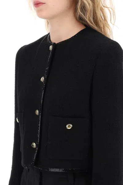 Miu Miu Sequin-embellished Tweed Jacket In Black