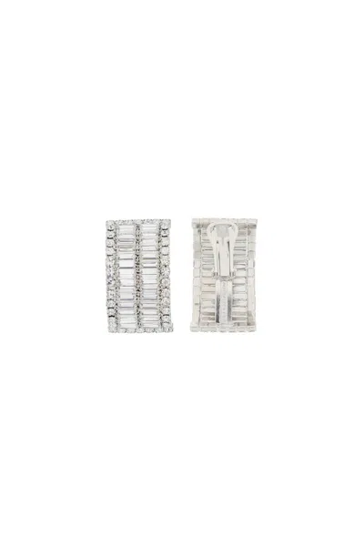 Shop Alessandra Rich Clip-on Earrings With Crystals In Silver