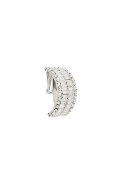 Shop Alessandra Rich Clip-on Earrings With Crystals In Silver