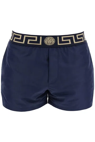 Shop Versace Greek Sea Bermuda Shorts For In Blue