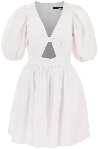 Shop Rotate Birger Christensen Mini Dress With Balloon Sleeves And Cut-out Details In White