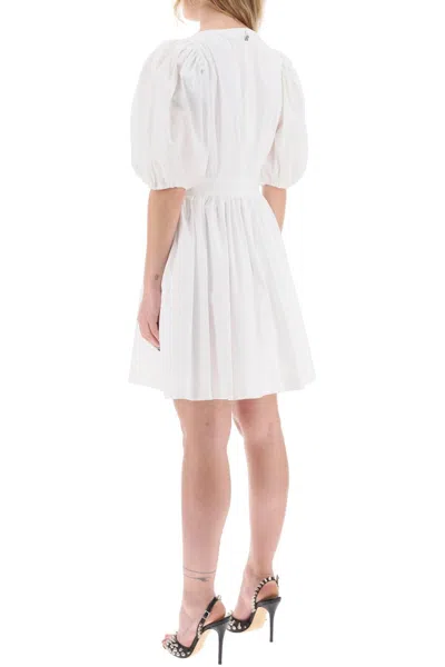 Shop Rotate Birger Christensen Mini Dress With Balloon Sleeves And Cut-out Details In White