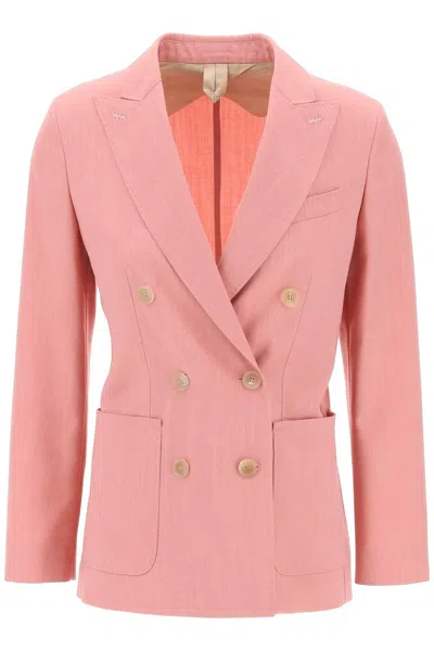 Shop Max Mara Double-breasted Tailored Mantide In Pink