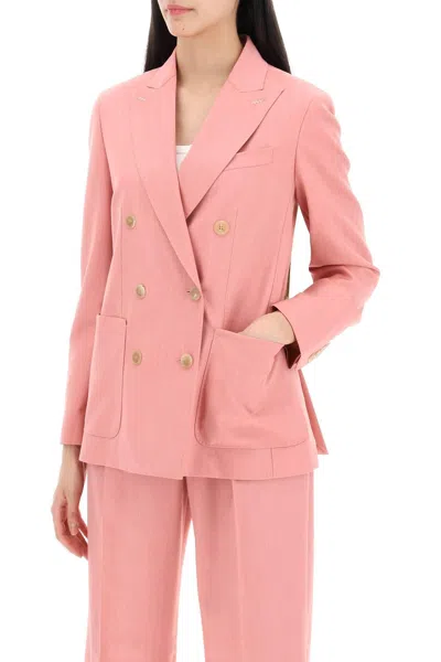 Shop Max Mara Double-breasted Tailored Mantide In Pink