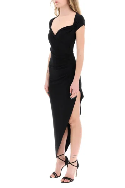 Shop Norma Kamali Midi Dress With Side Ruch In Black