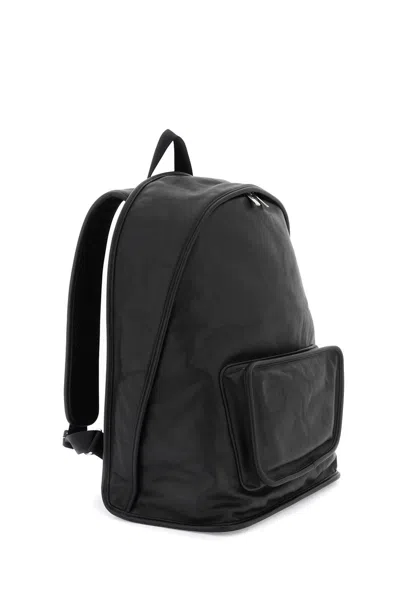 Shop Burberry "crinkled Leather Shield Backpack In Black