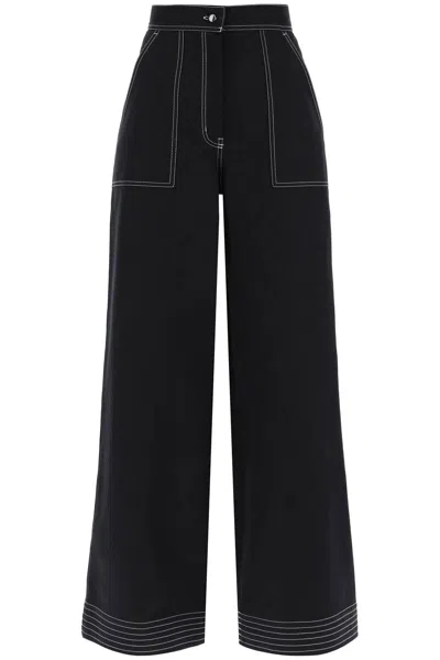 Shop Max Mara Wide-legged Oboli Workwear Pants With In Black