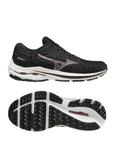 Shop Mizuno Women's Waveknit 26 Running Shoes In Ebony In Black