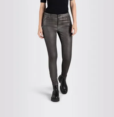 Shop Mac Dream Coated Skinny Pant With Zip Pockets In Grey Metallic