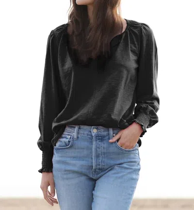 Shop Dylan Long Sleeve Smock Sleeve Blouse In Ranch Black