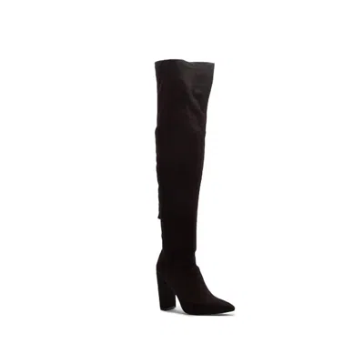 Shop Qupid Women's Over The Knee Stretch Faux Suede Boots In Black