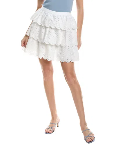 Shop Jason Wu Scallop Tiered Eyelet Skirt In White