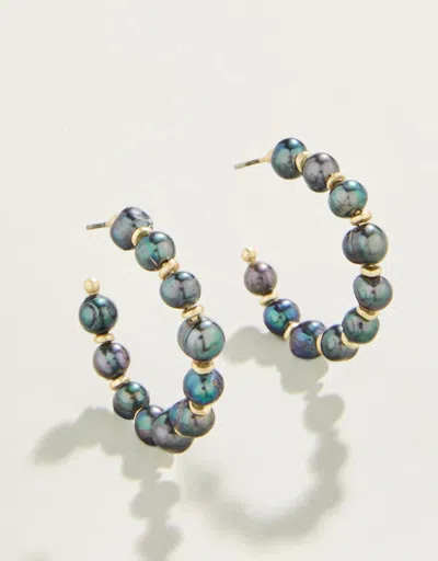 Shop Spartina 449 Women's Annabelle Beaded Hoop Earrings In Grey Pearl Spartina In Blue