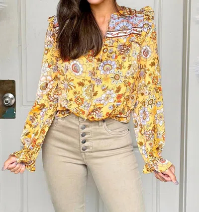 Shop Skies Are Blue Seed Paisley Top In Mustard In Yellow