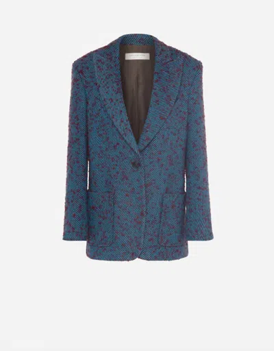 Shop Philosophy Di Lorenzo Serafini Wool Twill Jacket In Blue/burgundy In Multi
