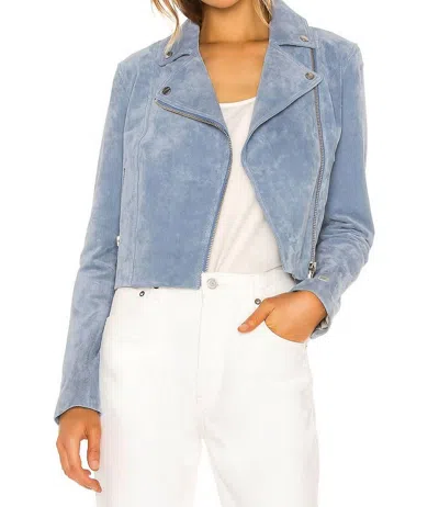 Shop Soia & Kyo Elaine Suede Jacket With Belt In Cerulean In Blue