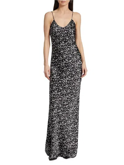 Shop Nili Lotan Cami Gown In Black/ivory Floral