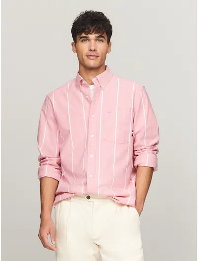 Shop Tommy Hilfiger Men's Regular Fit Stripe Oxford Shirt In Multi