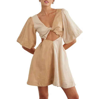 Shop Sovere / Duet Mini Dress In Sandstone In Beige
