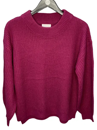 Shop Andree By Unit Balloon Sleeves Sweater In Magenta In Pink