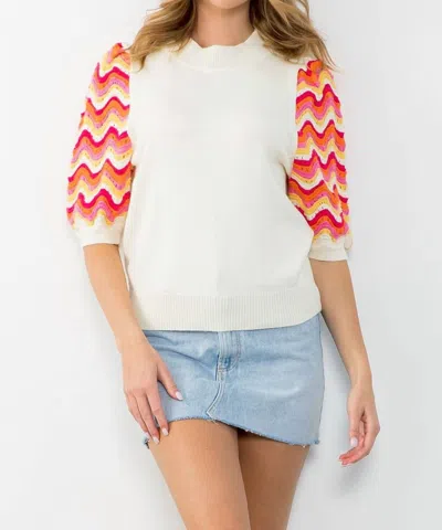 Shop Thml Crochet Short Sleeve Knit Top In White Multi