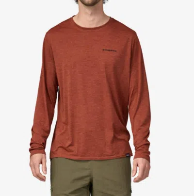 Shop Patagonia Men's Long-sleeved Cool Daily Graphic Shirt In Fitz Roy Elements/burl Red X-dye In Brown