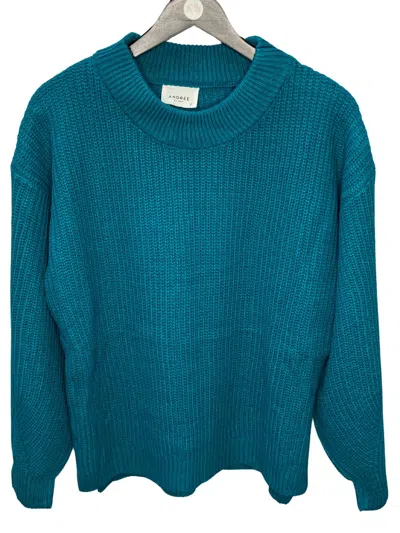 Shop Andree By Unit Balloon Sleeves Sweater In Teal In Blue