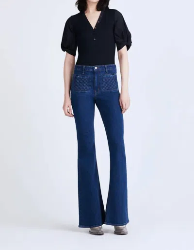 Shop Derek Lam 10 Crosby Crosby High Rise Flare With Woven Pockets In Atlantic In Blue