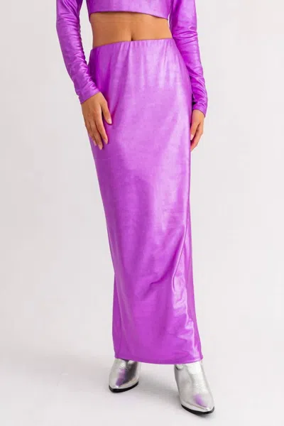 Shop Le Lis The Glam Girl Fitted Maxi Skirt In Pink In Purple