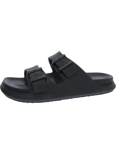 Shop Vince Womens Logo Buckle Slide Sandals In Black