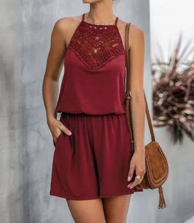 Shop Supreme Fashion Marina Crochet Detail Romper In Red
