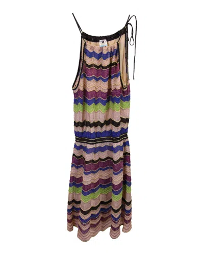Shop M Missoni Metallic Stripe Halter Dress In Multicolor Viscose
