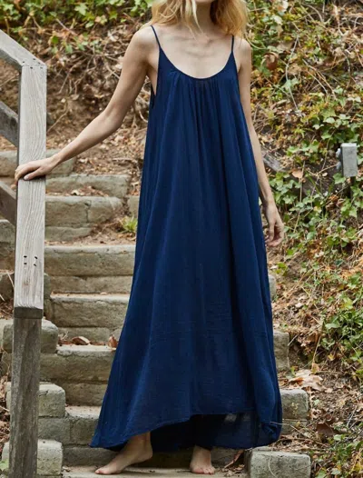 Shop 9seed Tulum Low Back Gauze Maxi Dress In Pacific In Blue