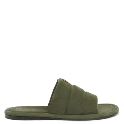 Giuseppe Zanotti Harmande Logo-plaque Suede Slides In Green
