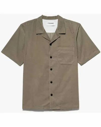 Frame Light Weight Cord Camp Shirt In Dark Beige In Beige
