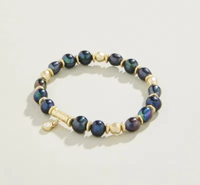 Shop Spartina 449 Women's Pearl Stretch Bracelet In Grey Pearl In Blue