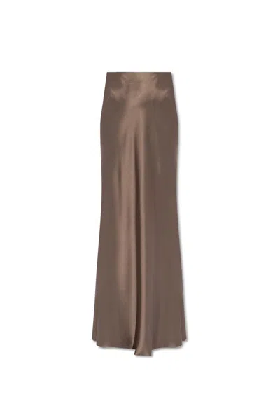 Shop Nanushka Fea Maxi Satin Skirt In Clay