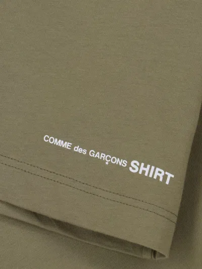 Shop Comme Des Garçons Shirt Logo Printed Crewneck T-shirt In Khaki