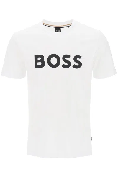 Shop Hugo Boss Tiburt 354 Logo Print T-shirt In White