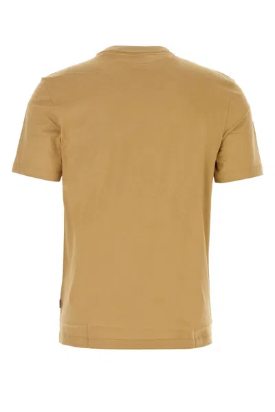 Shop Hugo Boss Camel Cotton T-shirt In Medium Beige