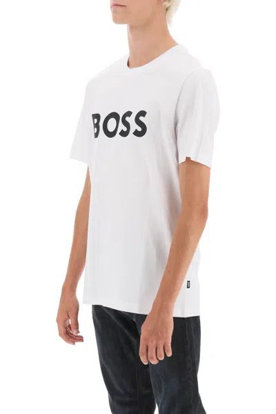 Shop Hugo Boss Tiburt 354 Logo Print T-shirt In White